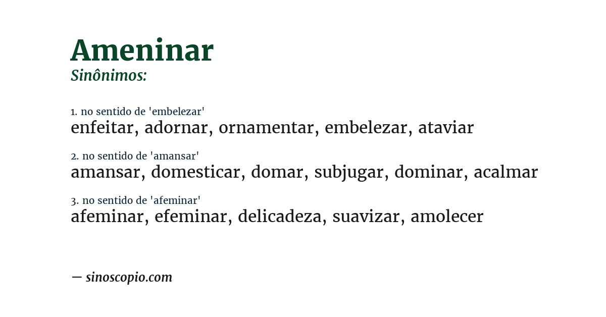 Sinônimo de ameninar