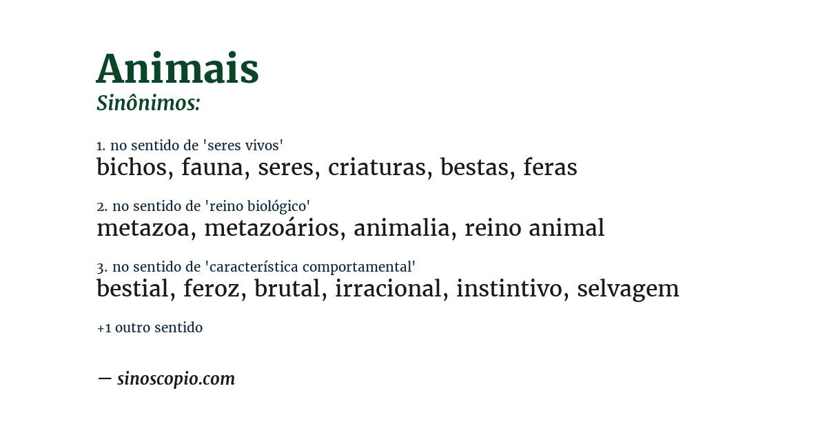 Sinônimo de animais