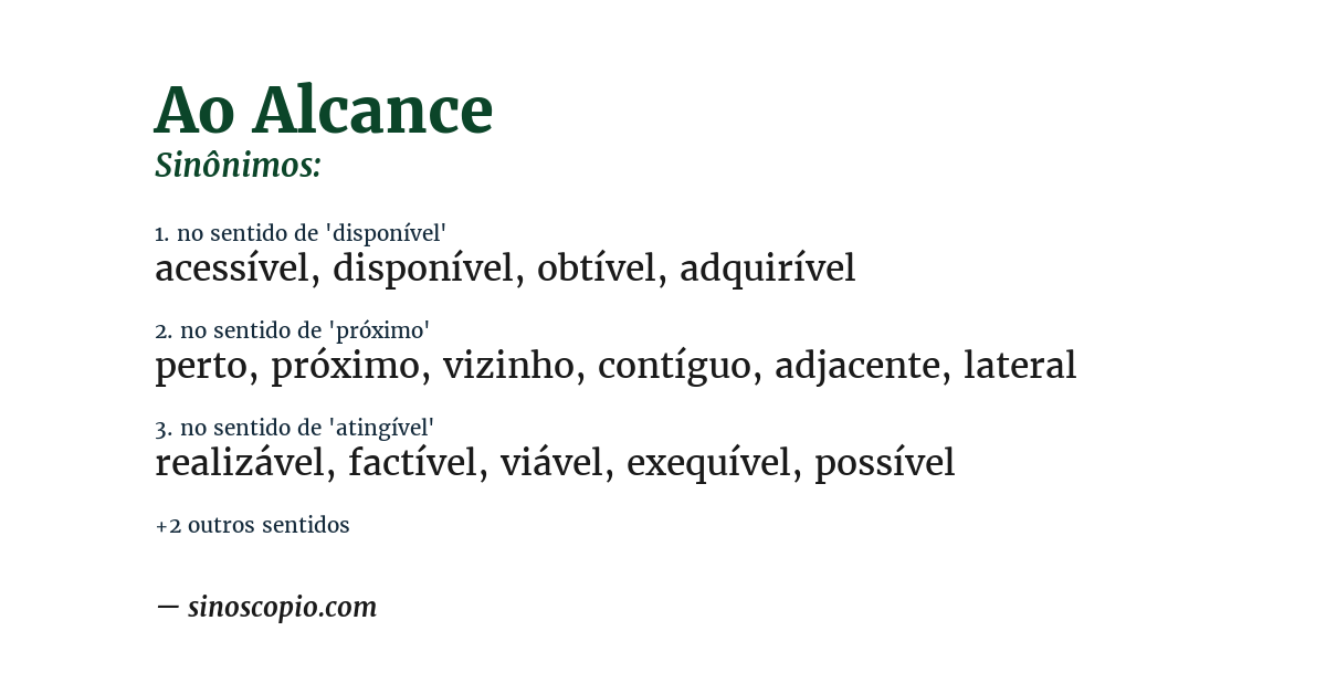 Sinônimo de ao alcance
