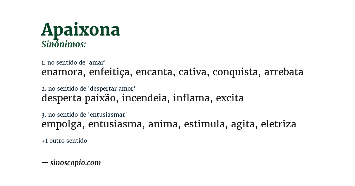 Sinônimo de apaixona