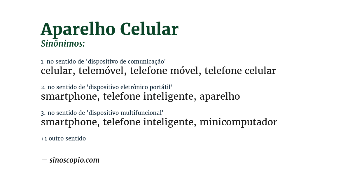 Sinônimo de aparelho celular