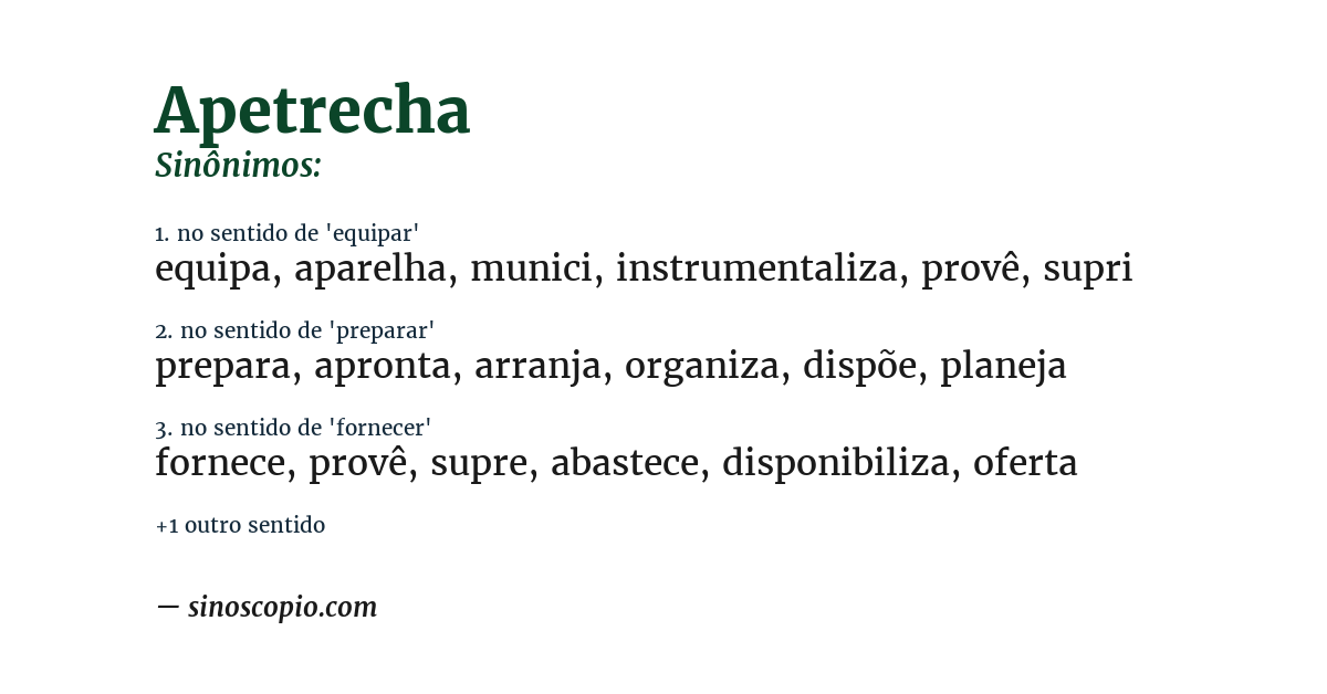 Sinônimo de apetrecha