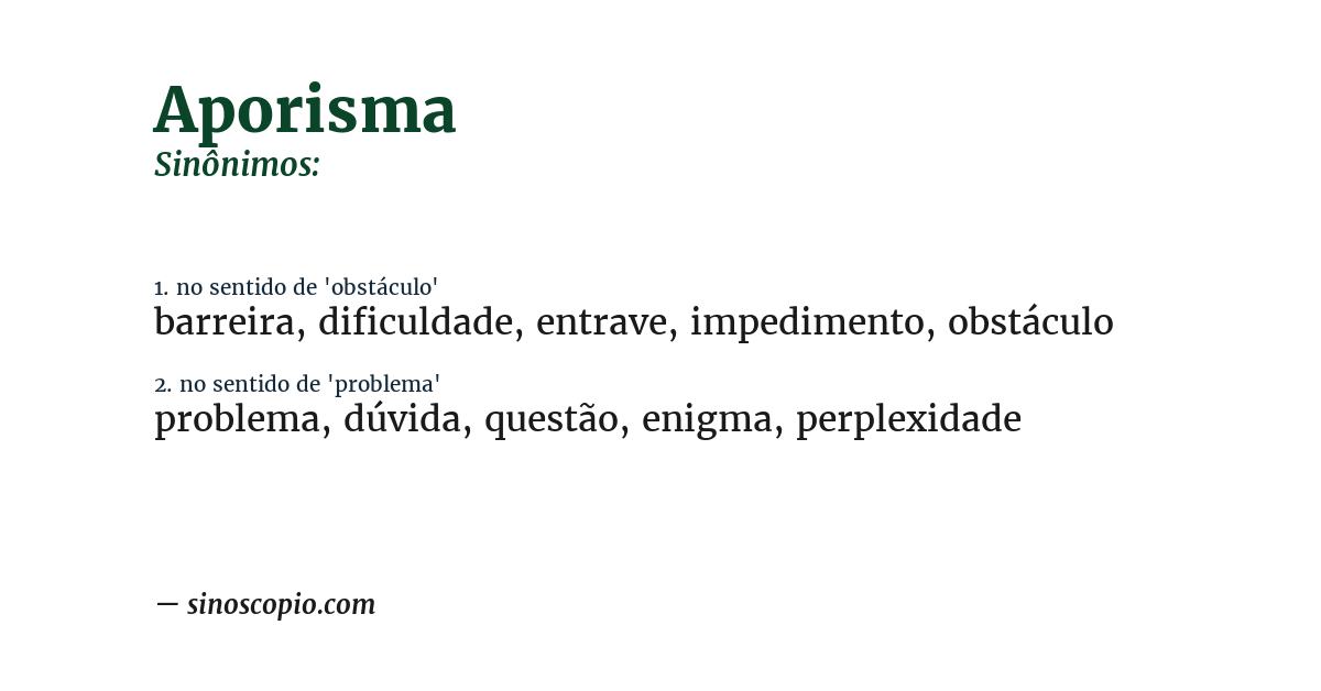 Sinônimo de aporisma