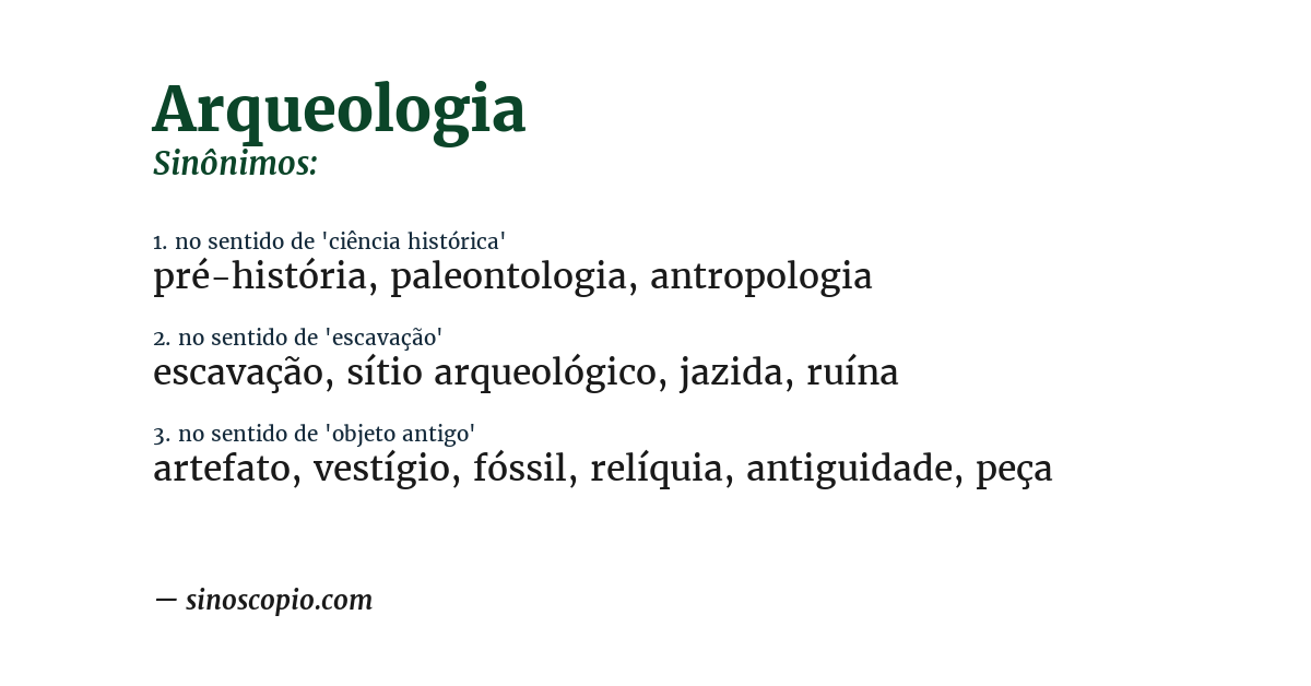 Sinônimo de arqueologia