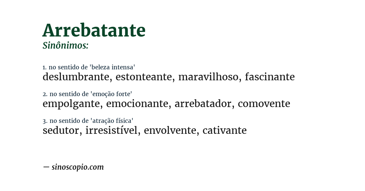 Sinônimo de arrebatante
