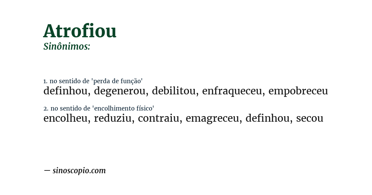 Sinônimo de atrofiou