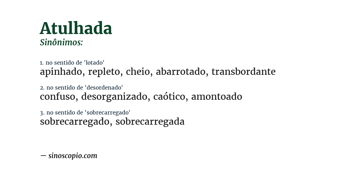Sinônimo de atulhada