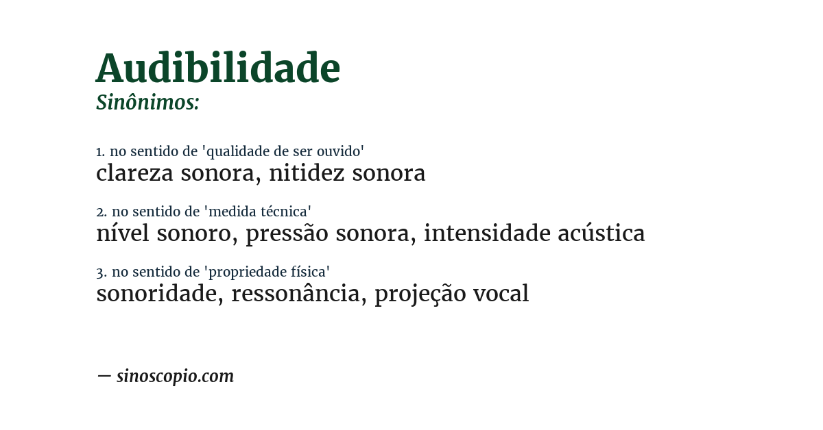 Sinônimo de audibilidade
