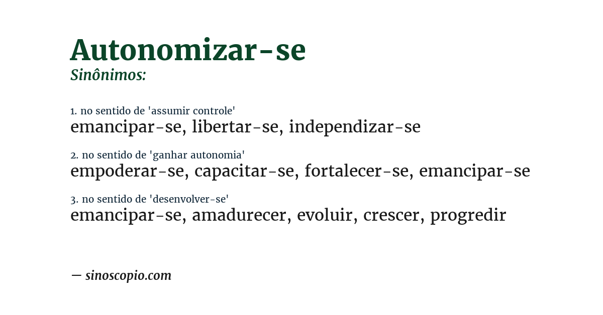 Sinônimo de autonomizar-se