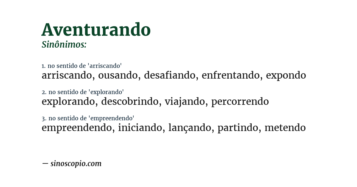 Sinônimo de aventurando
