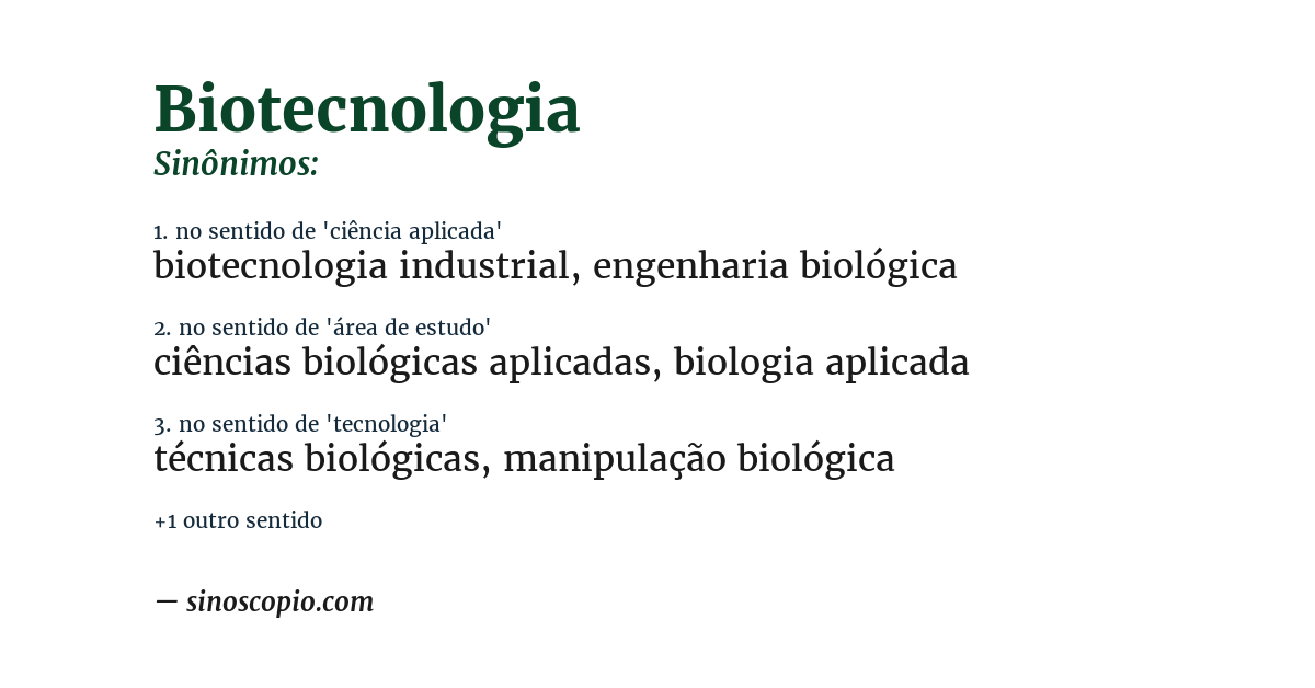 Sinônimo de biotecnologia