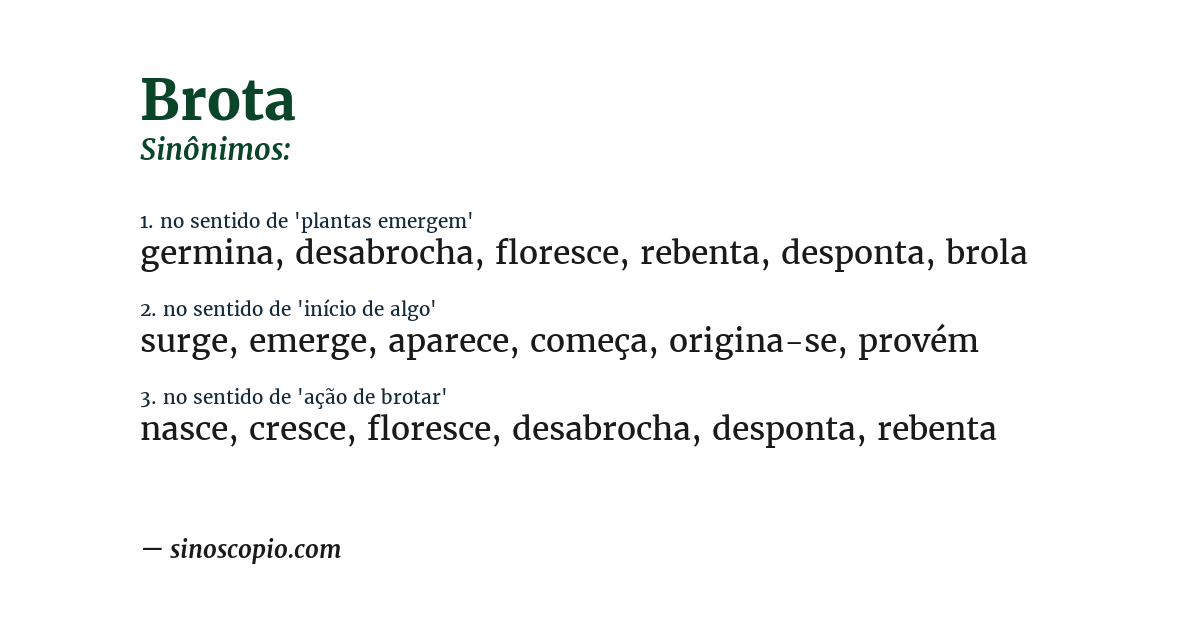 Sinônimo de brota