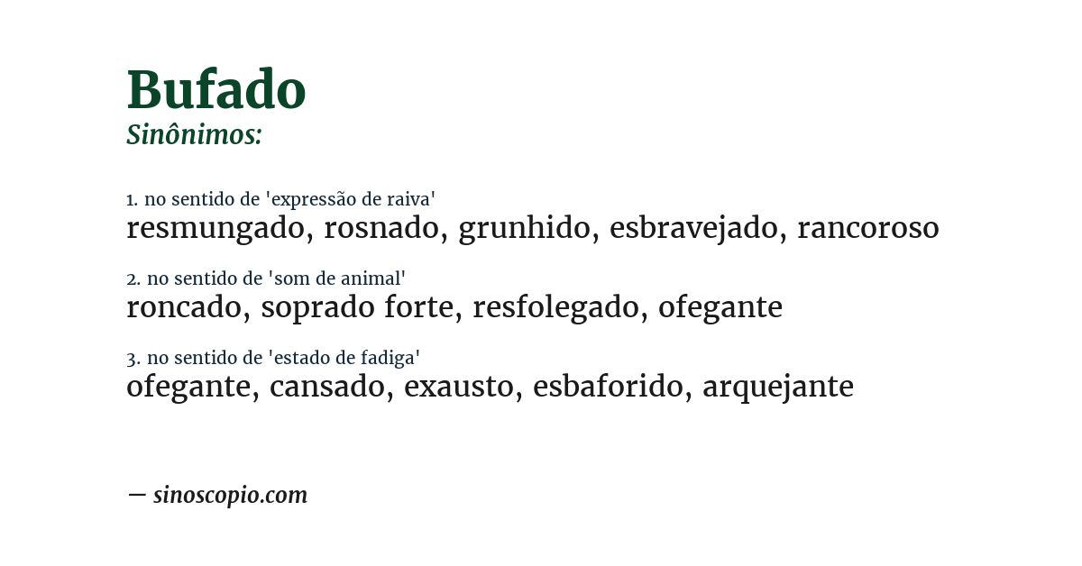 Sinônimo de bufado