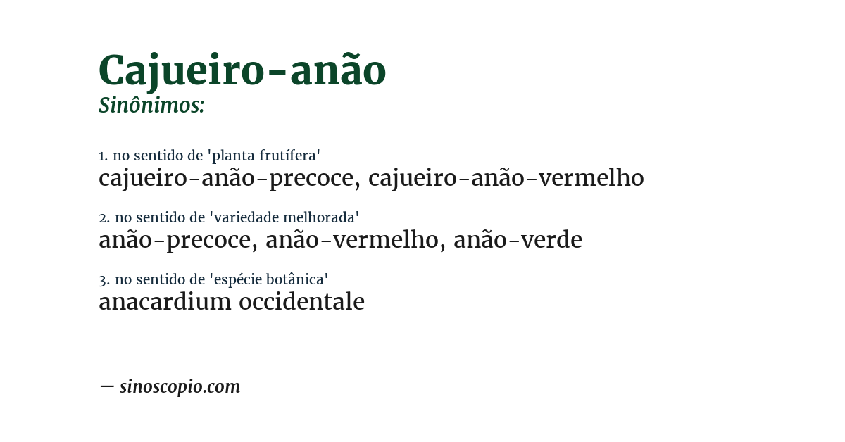 Sinônimo de cajueiro-anão