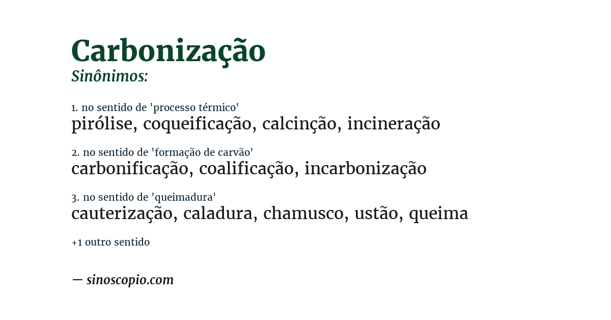 Sinônimo de carbonização