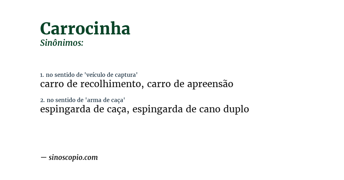 Sinônimo de carrocinha