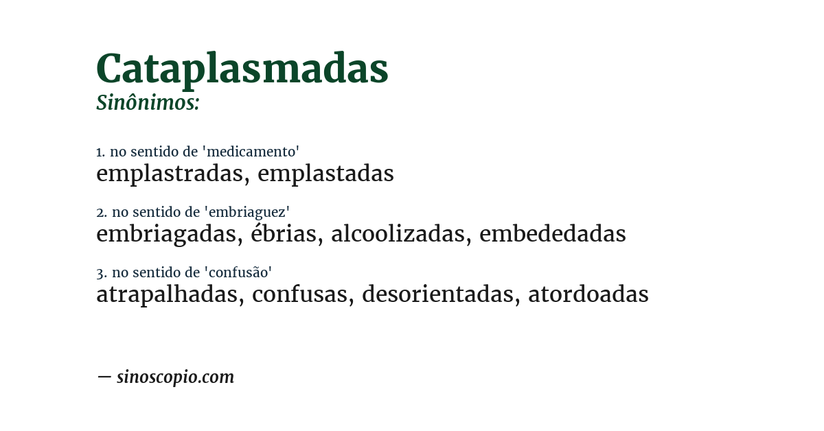 Sinônimo de cataplasmadas