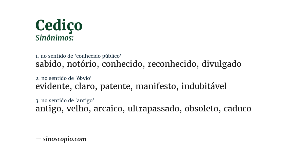 Sinônimo de cediço