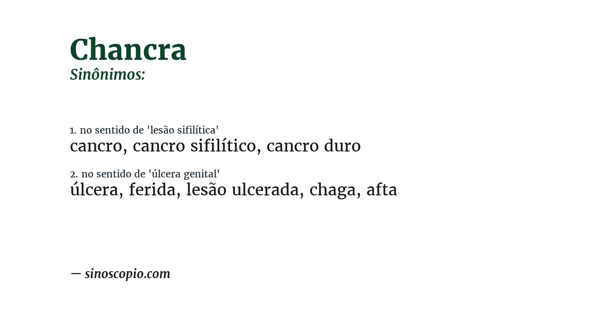 Sinônimo de chancra