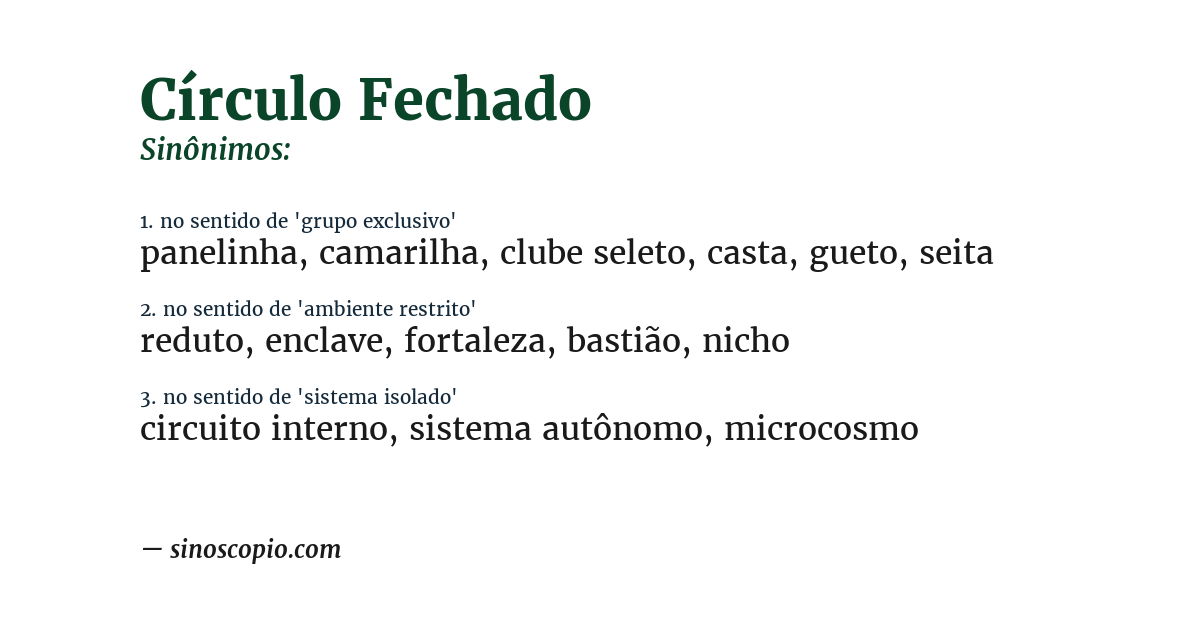 Sinônimo de círculo fechado