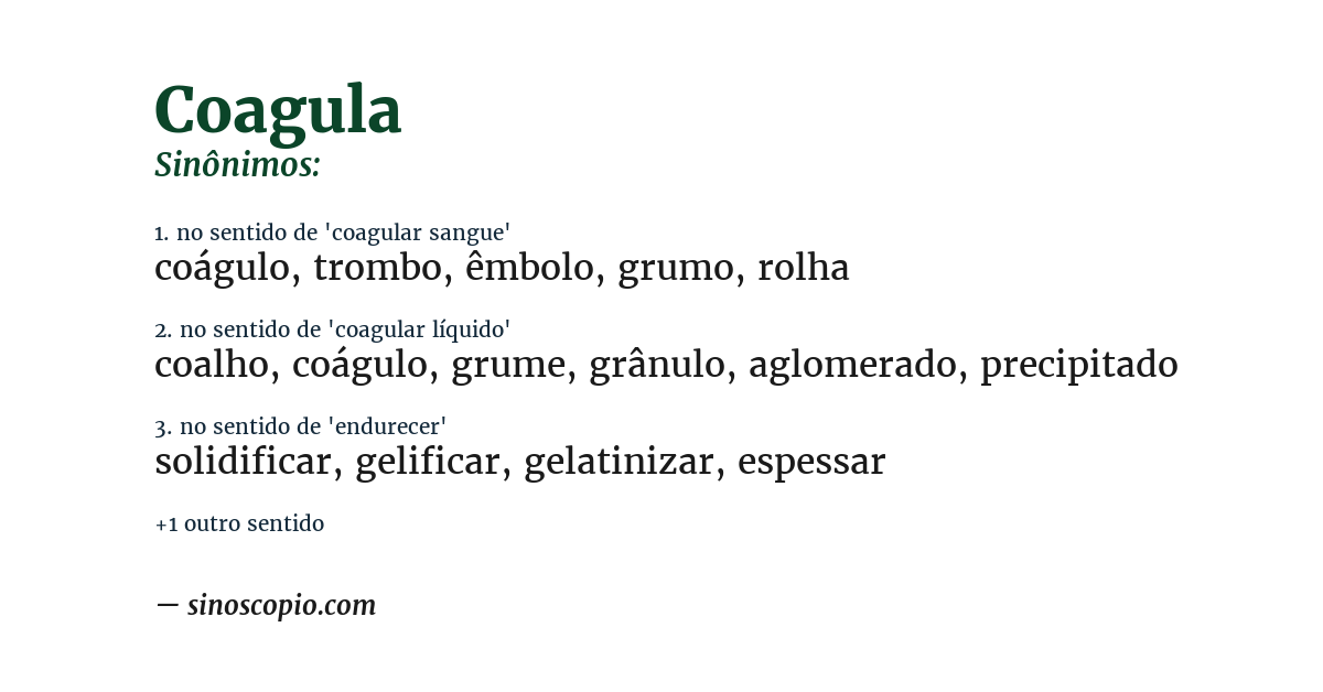 Sinônimo de coagula