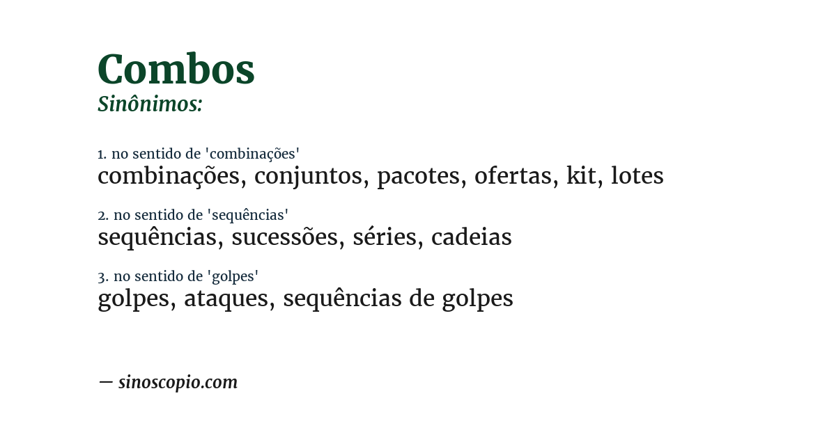 Sinônimo de combos