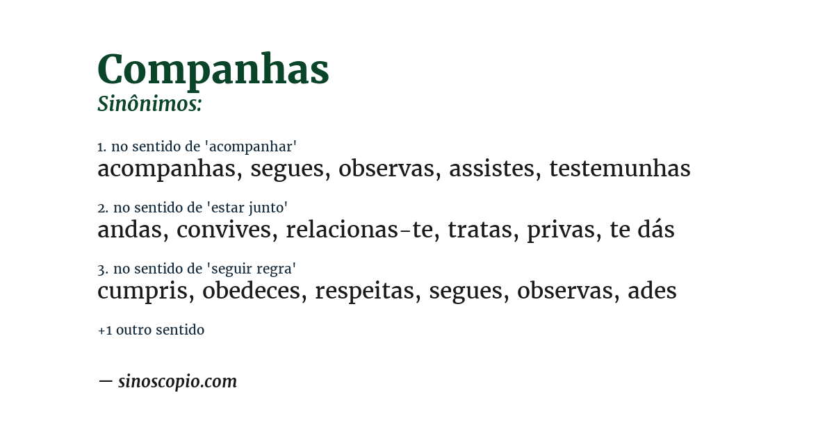 Sinônimo de companhas
