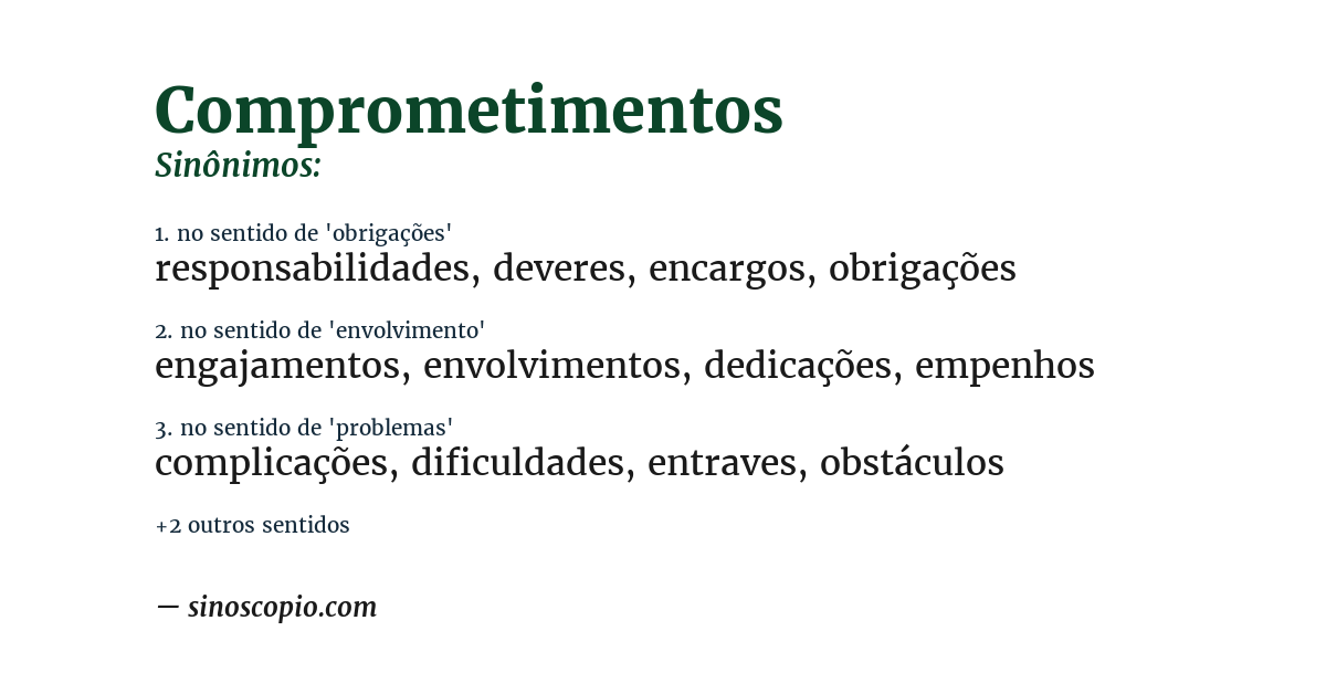 Sinônimo de comprometimentos
