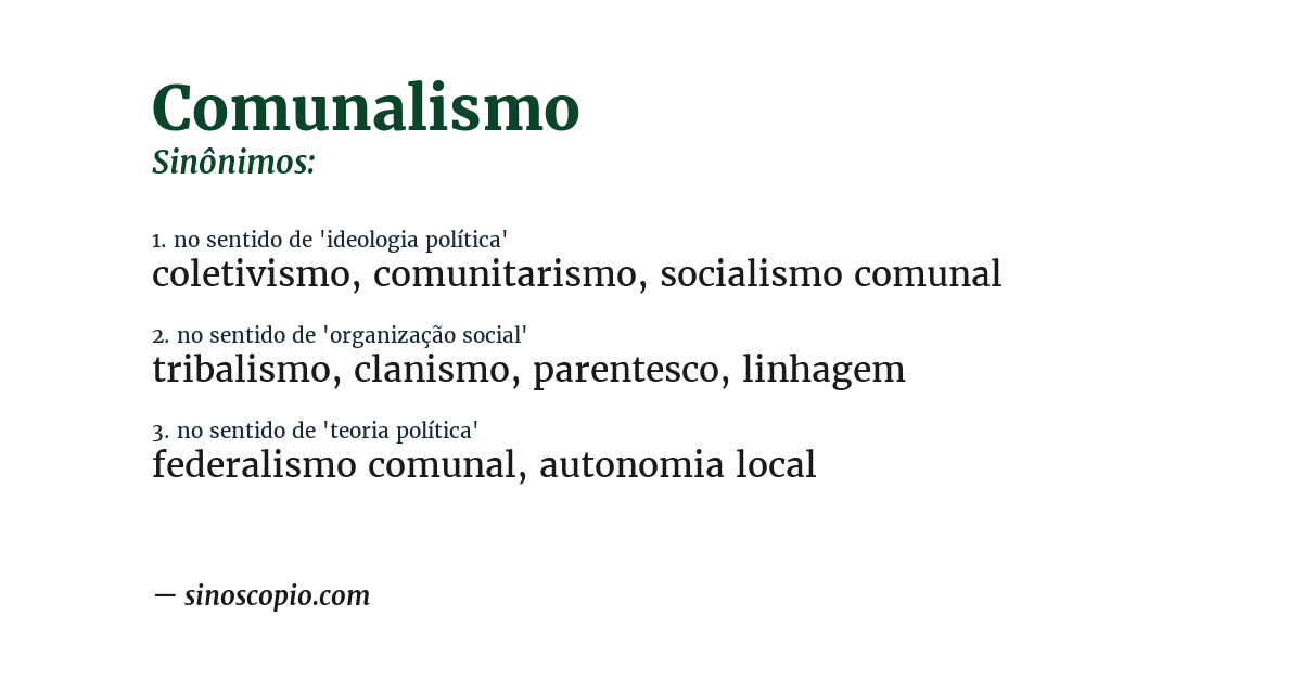 Sinônimo de comunalismo