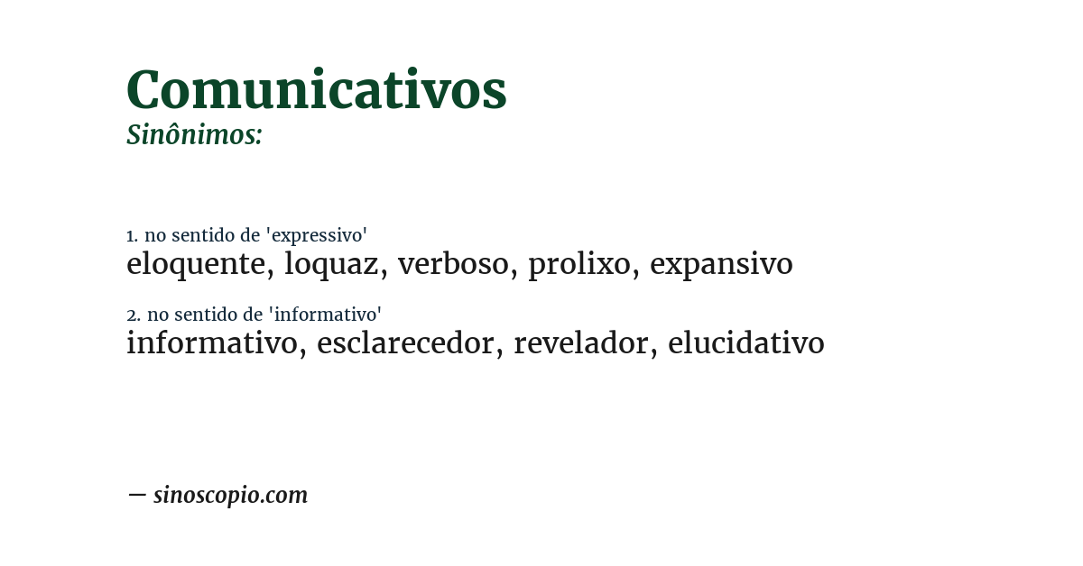 Sinônimo de comunicativos