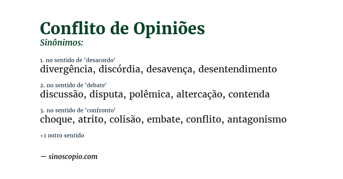 Sinônimo de conflito de opiniões