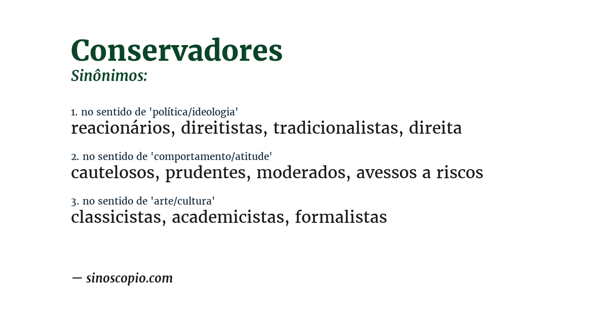 Sinônimo de conservadores
