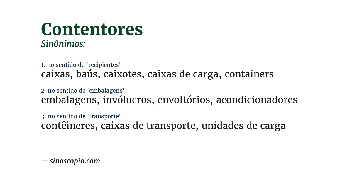 Sinônimo de contentores