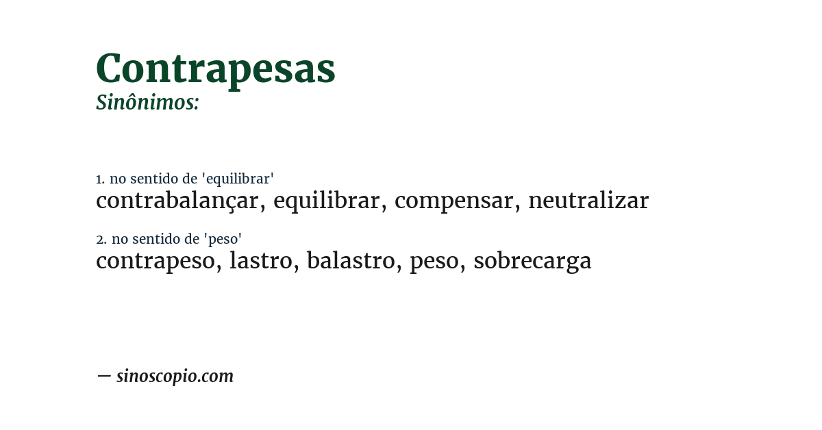 Sinônimo de contrapesas