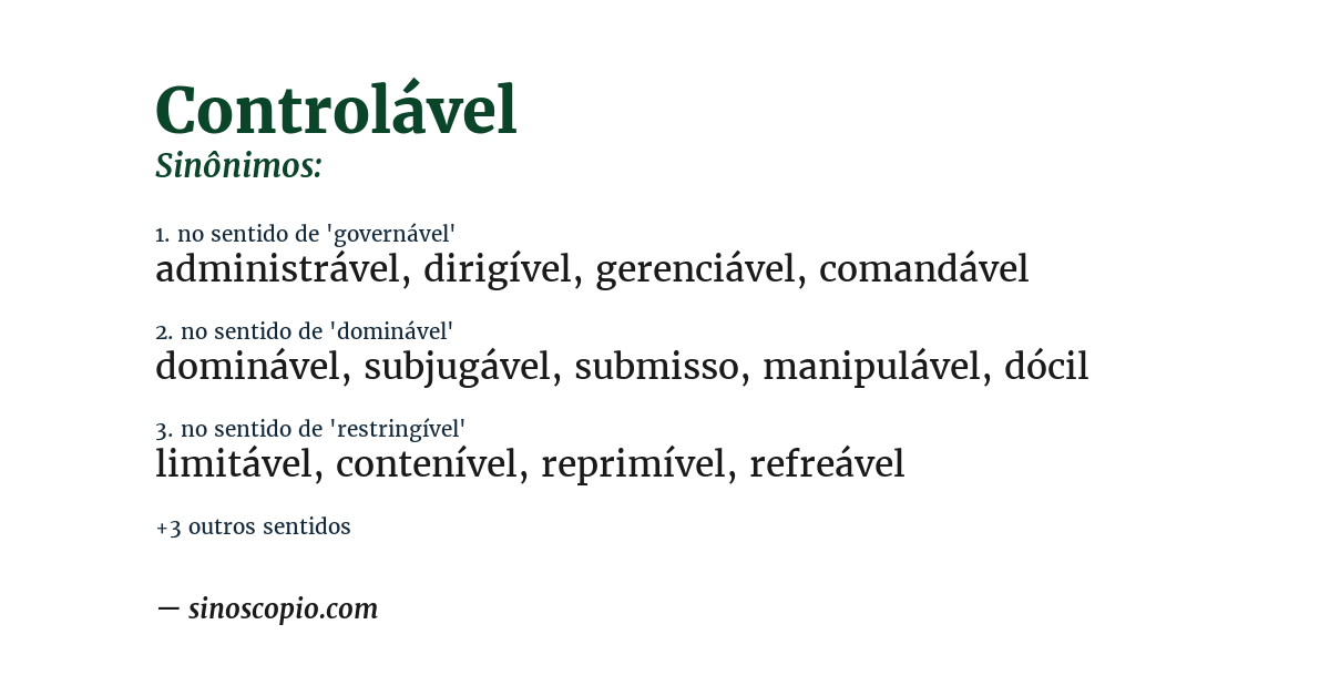 Sinônimo de controlável