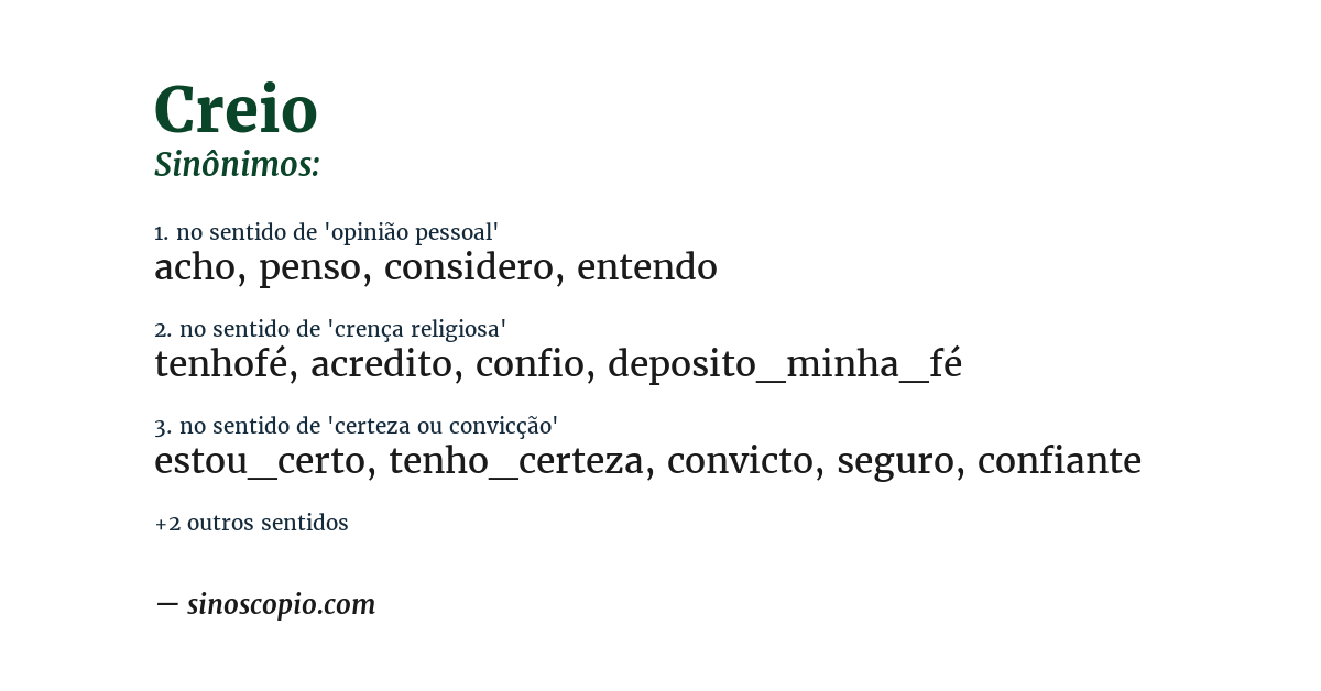 Sinônimo de creio