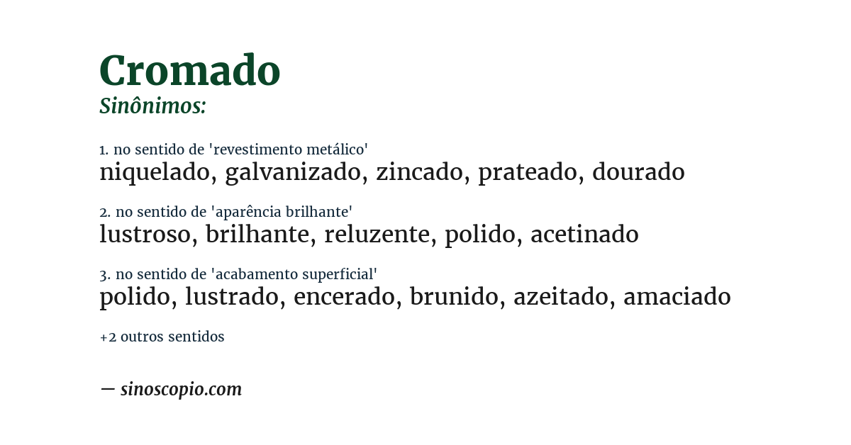Sinônimo de cromado