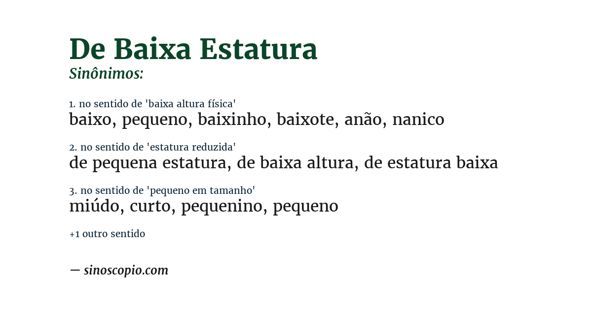 Sinônimo de de baixa estatura