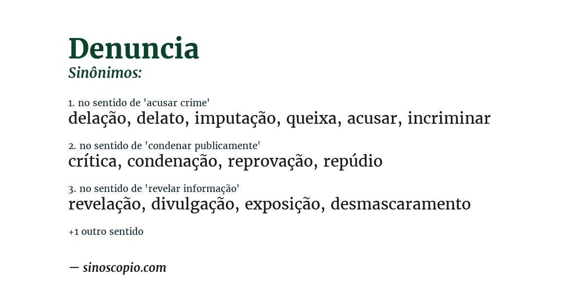 Sinônimo de denuncia