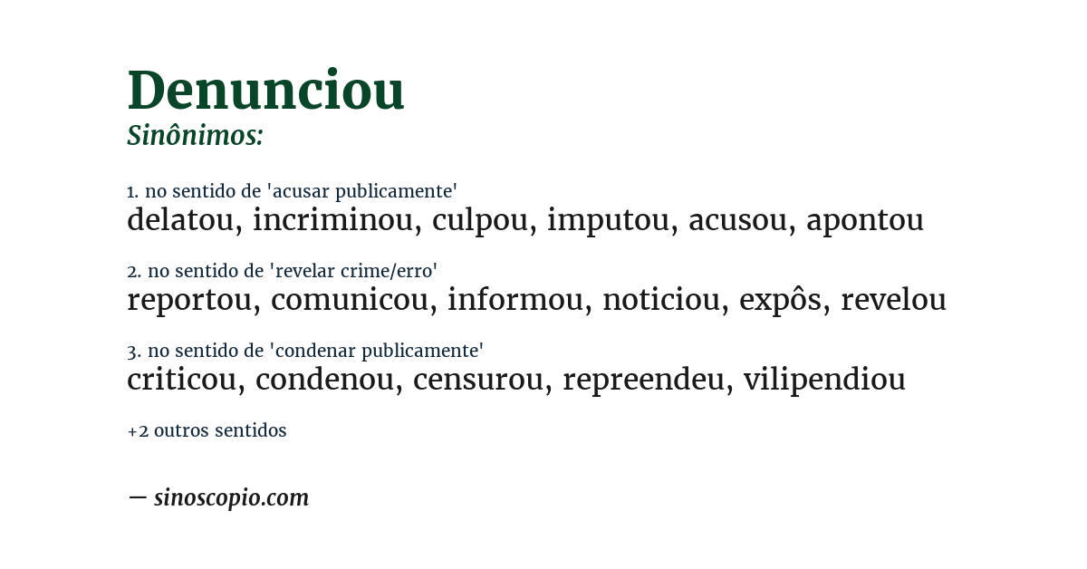 Sinônimo de denunciou