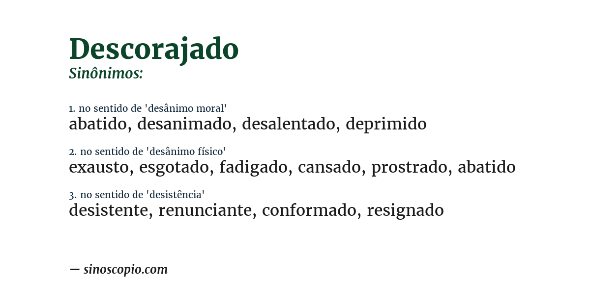 Sinônimo de descorajado