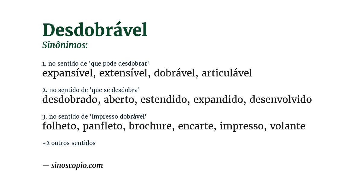 Sinônimo de desdobrável