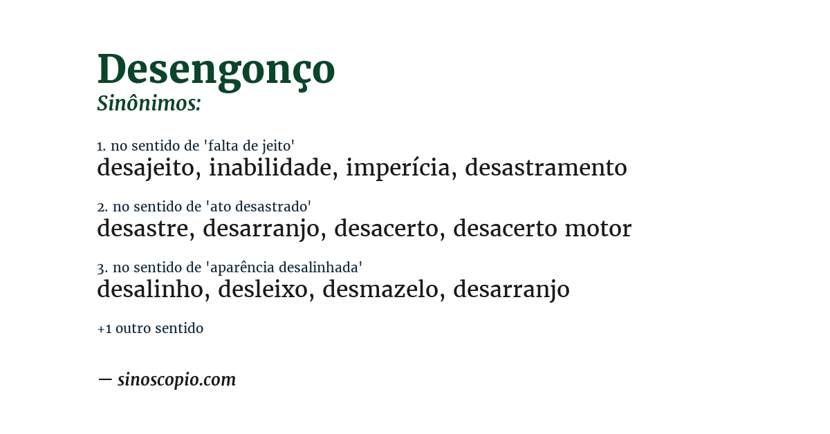 Sinônimo de desengonço