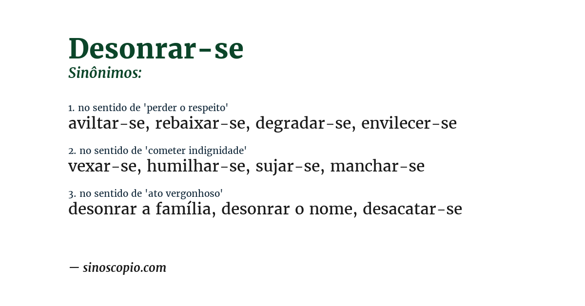 Sinônimo de desonrar-se