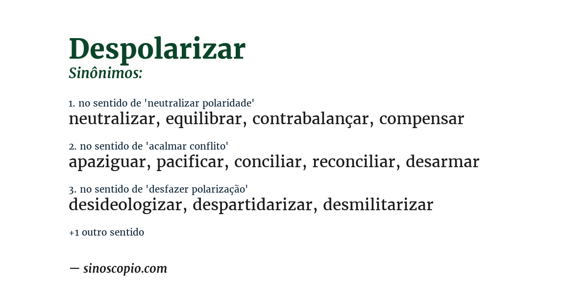 Sinônimo de despolarizar