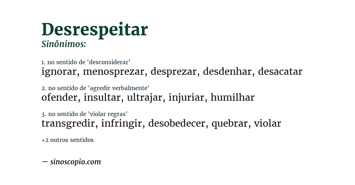 Sinônimo de desrespeitar