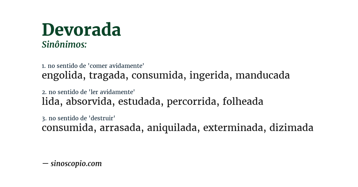 Sinônimo de devorada