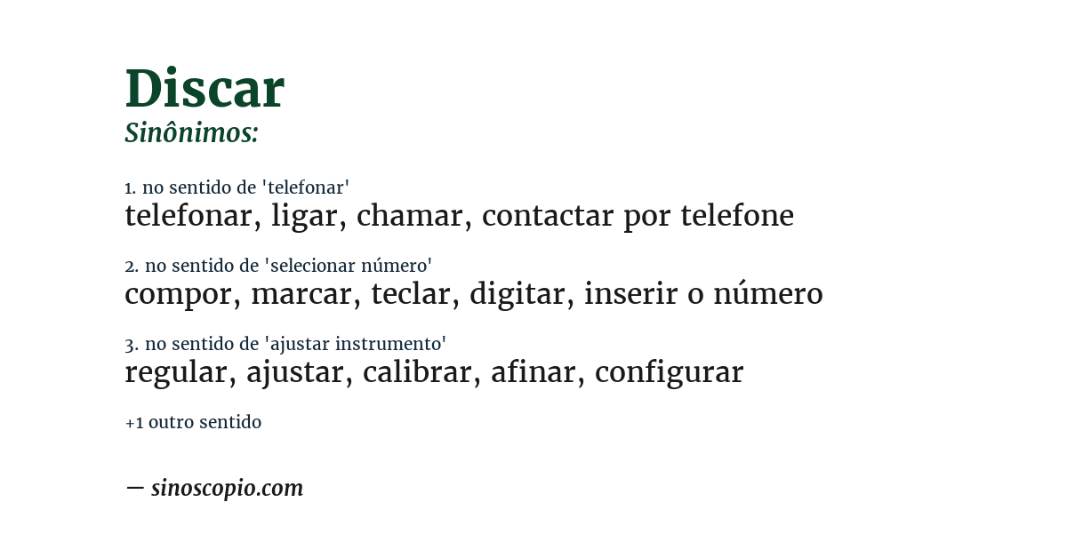 Sinônimo de discar