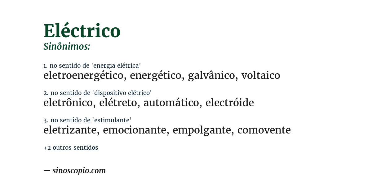 Sinônimo de eléctrico