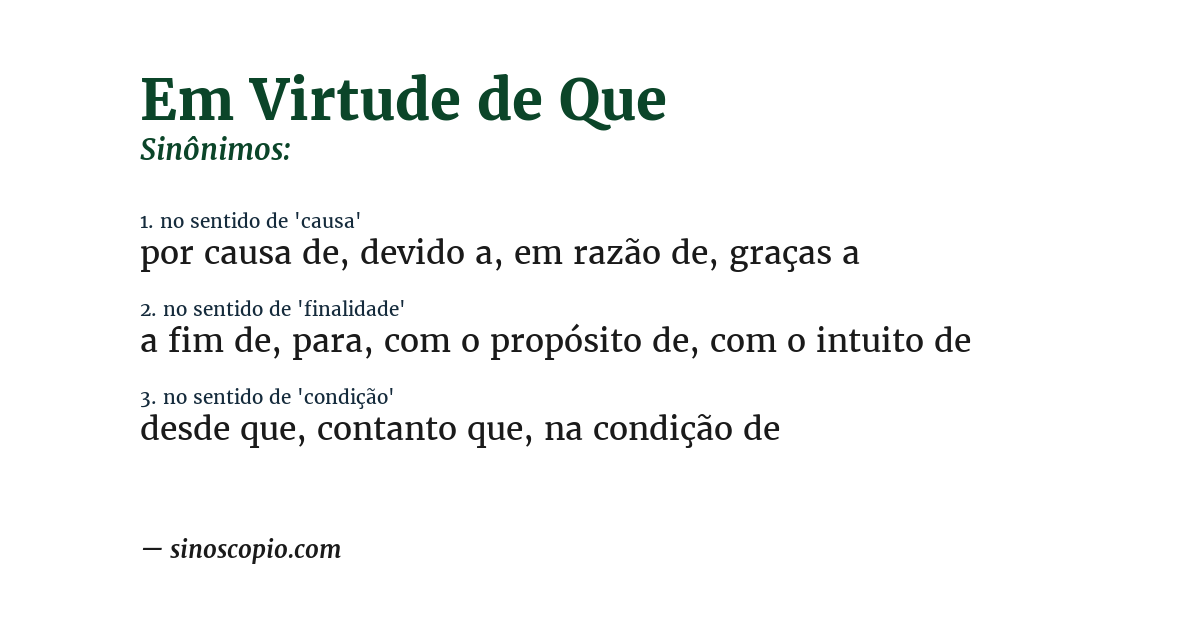 Sinônimo de em virtude de que